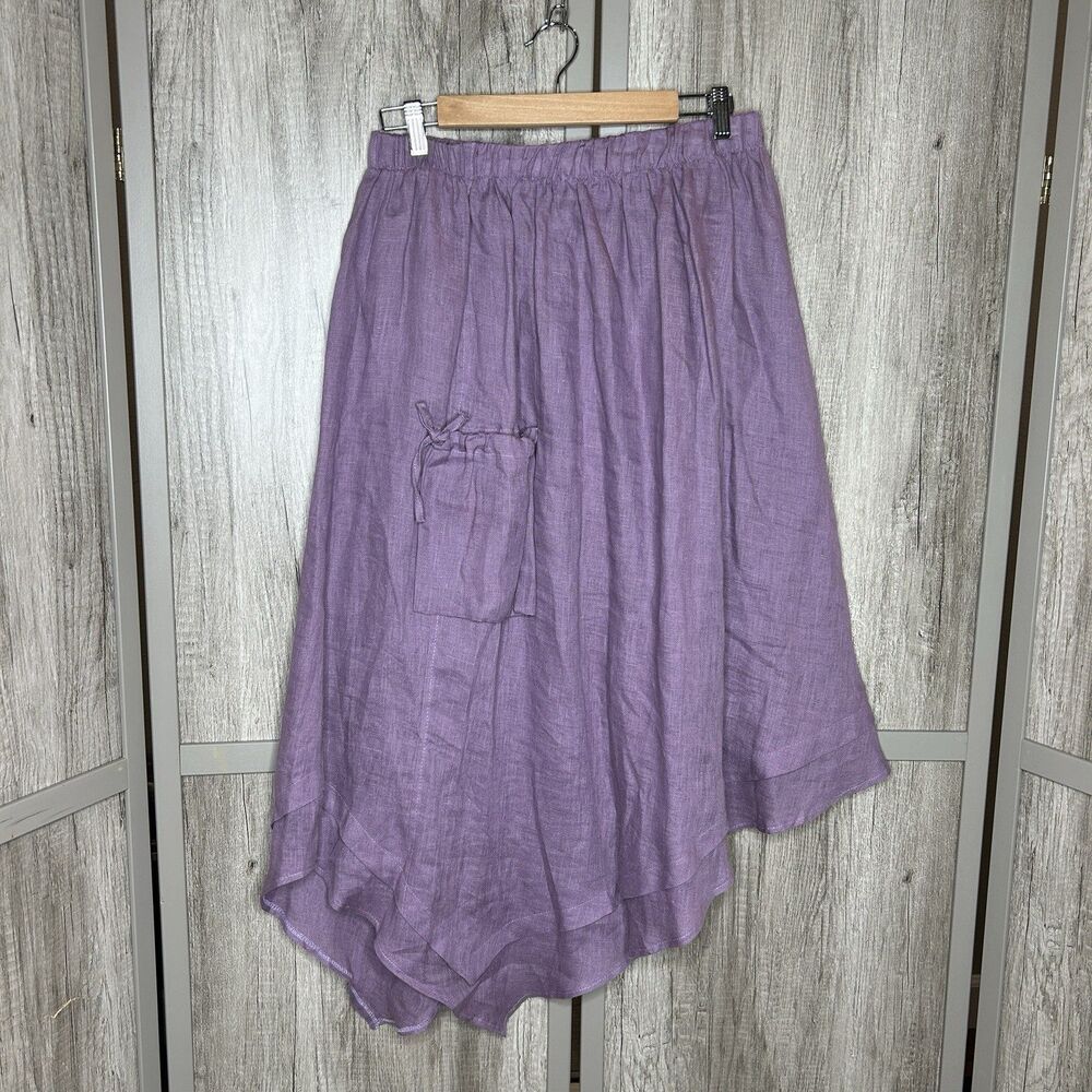 Heydari Skirt Women XL Bohemian Lagenlook Funky Asymmetrical Hem Purple Color
